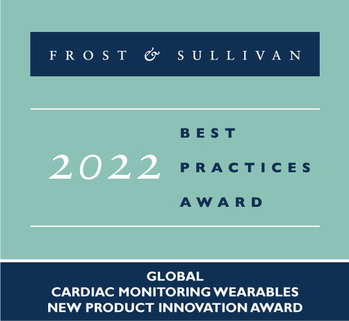 SmartCardia Earns Frost & Sullivan's 2022 Global New Product Innovation Award in the Cardiac-monitoring Wearables Industry